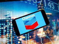 Chevron Corporation company logo displayed on mobile phone screen