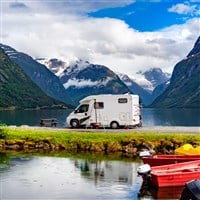 Family vacation travel RV, holiday trip in motorhome